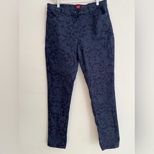 OLSEN Mona Skinny Leg Zip Closure Paisley Print Pants Artsy Classic Made Turkey